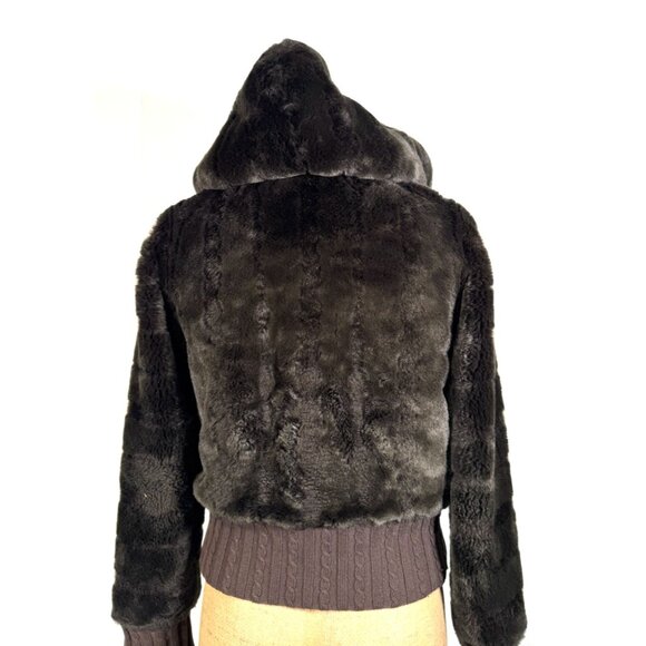 Vintage Y2K 90s Juicy Couture Brown Faux Fur Full Zip Bomber Jacket Coat Sz S - Picture 11 of 16
